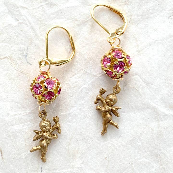 Cupid Valentines Earrings for wholesale by Lenora Dame