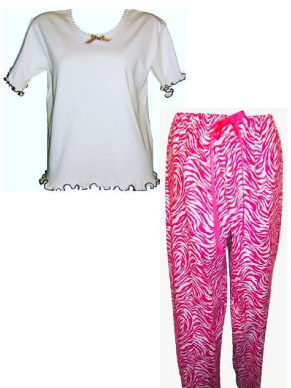 Wild Thing Zebra Tee & PJ Bottom Pajama Set - Red for wholesale by Unusual Babe Undercover
