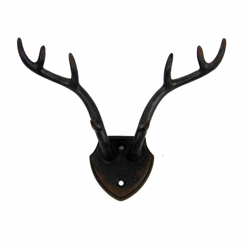 Vagabond Vintage - Wholesale Wall Hook - Pewter Antler Hook in Dark Metal1
