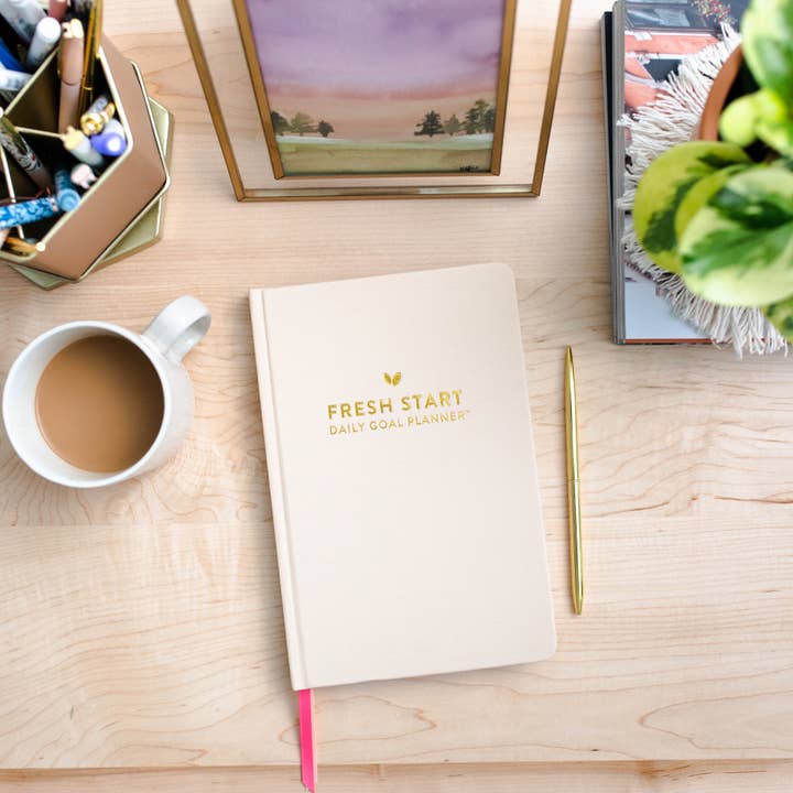 Fresh Start Daily Goal Planner | Natural Linen Casebound for wholesale by Cultivate What Matters