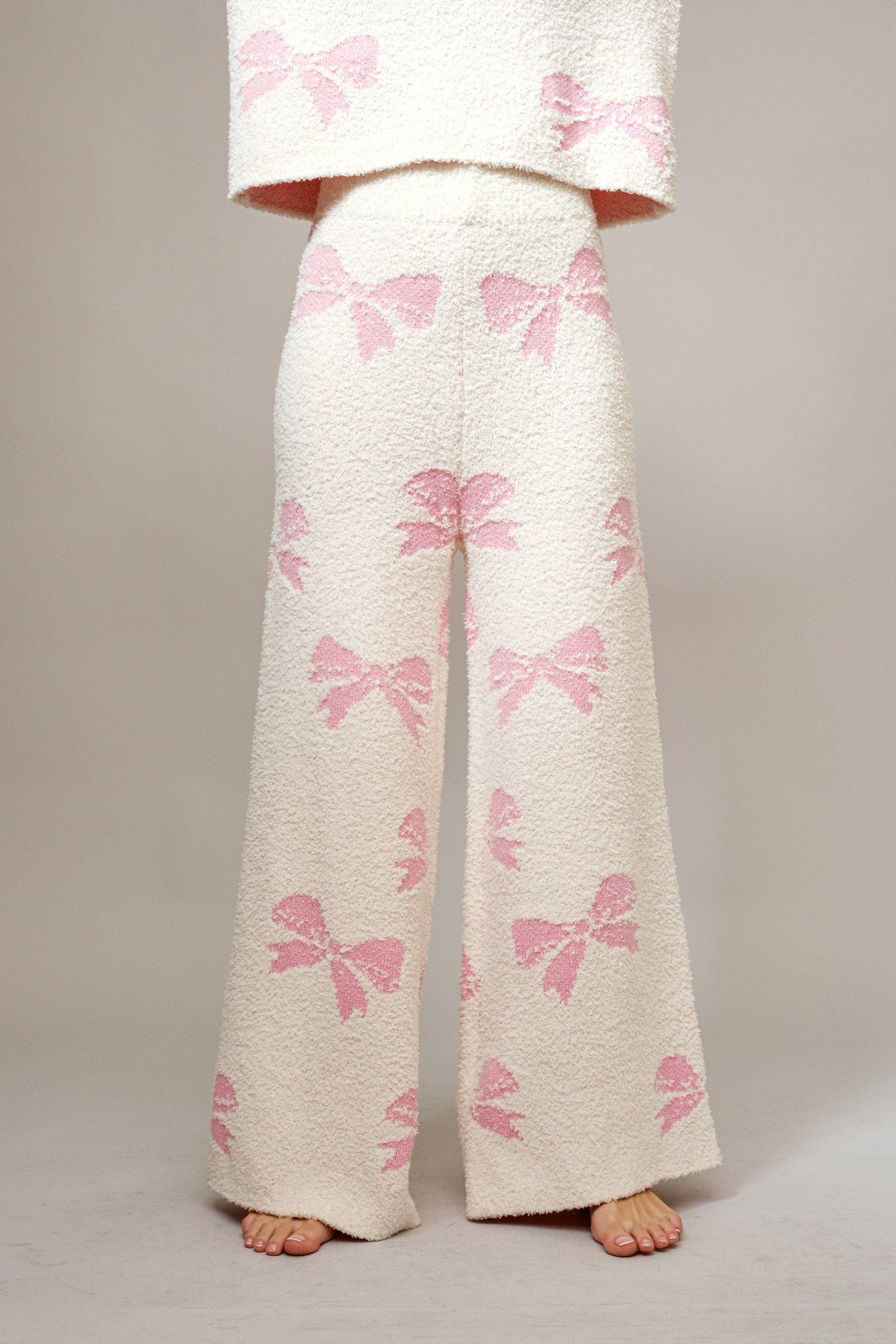 Taupe 36350SET - Ensemble de chandail douillet à imprimé nœud en vente sur Faire21