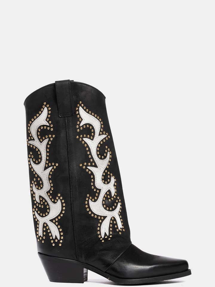 Bottes texanes en nubuck noir DX1019 pour la vente par METISSE