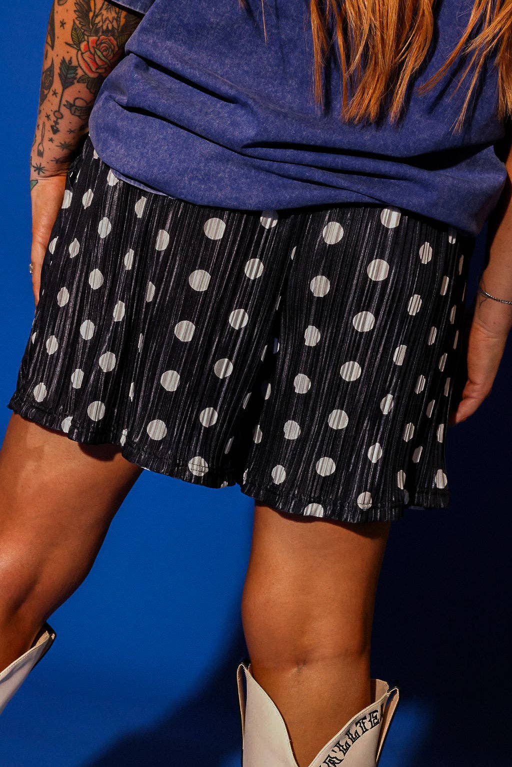 Burnt Toast - Venta al por mayor Pantalones cortos - Mujer - Pantalones Cortos Plisados de Lunares Hot Spot7