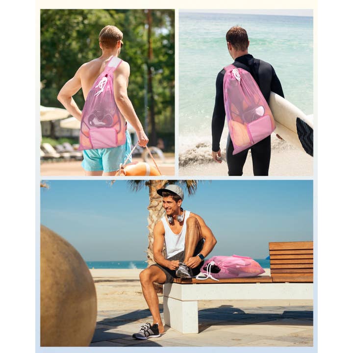 wandf - Wholesale Beach Bag - Mesh Drawstring Bag Swim Bag Quick-Dry Shoulder Strap17