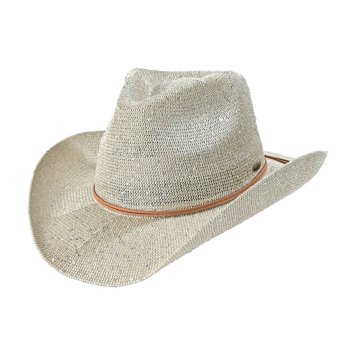 Fashion City – wholesale Cowboyhatt - Dam – Paljett Cowboyhatt med mocka String4