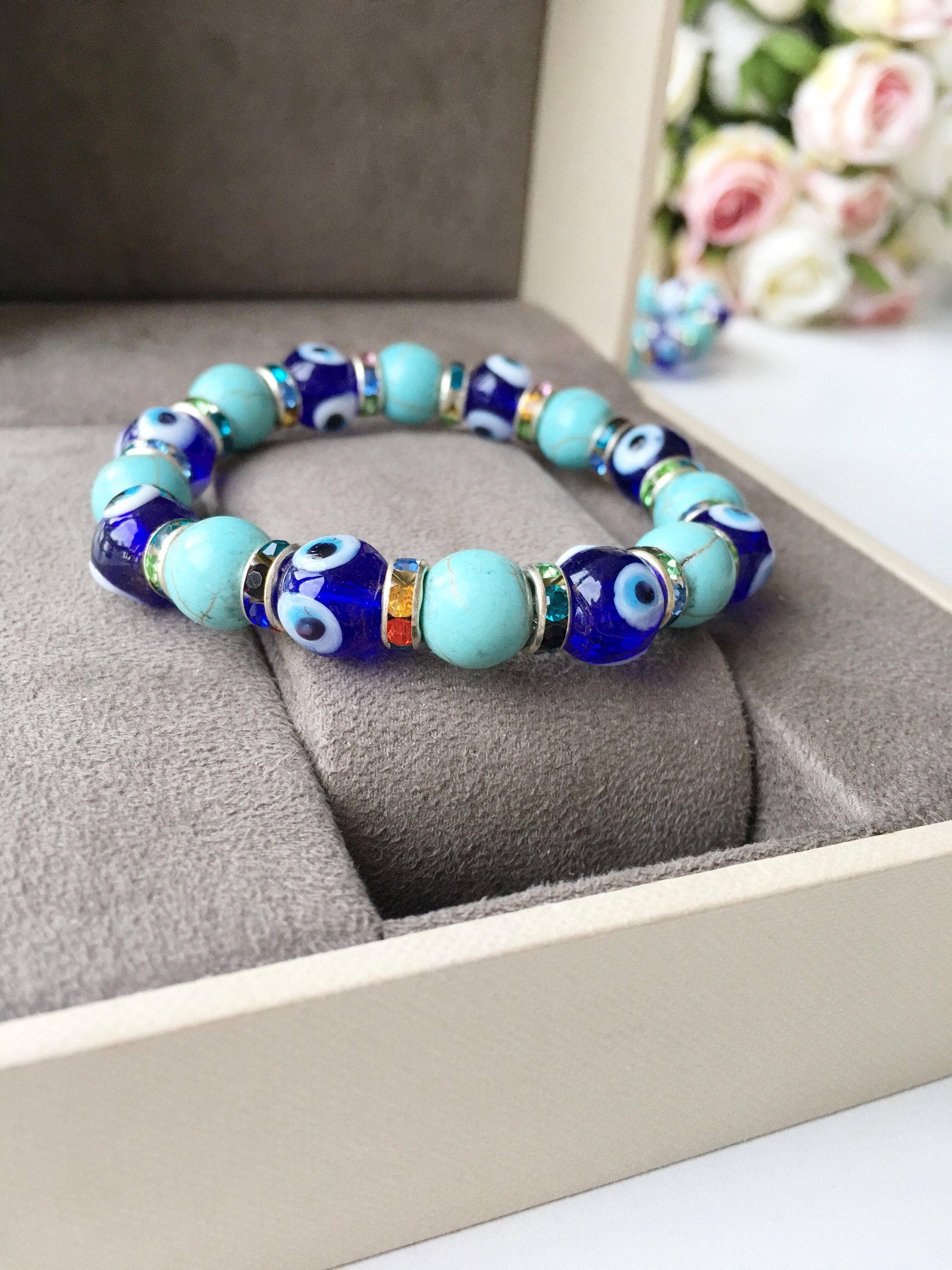 Evileyefavor – wholesale Beaded bracelet – Blue Evil Eye Bracelet, Stretch Glass Bead Bracelet1