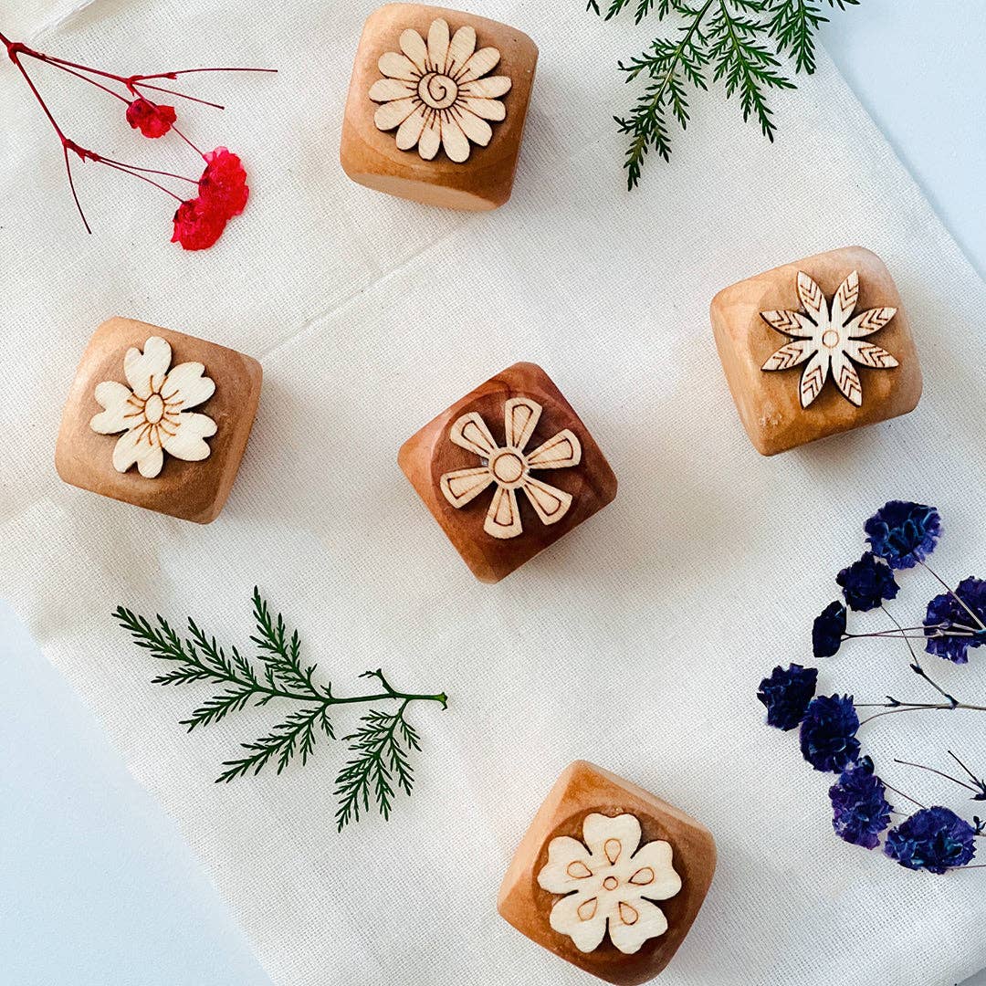 Three Yellow Starfish LLC - Wholesale Rubber/Decorative Stamp - Kids & Baby - 5-pc Mini Flower Play Dough Stamps4