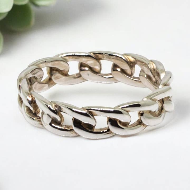 Anel de Elos Cubanos em Prata de Lei por atacado de Quasar Gems USA