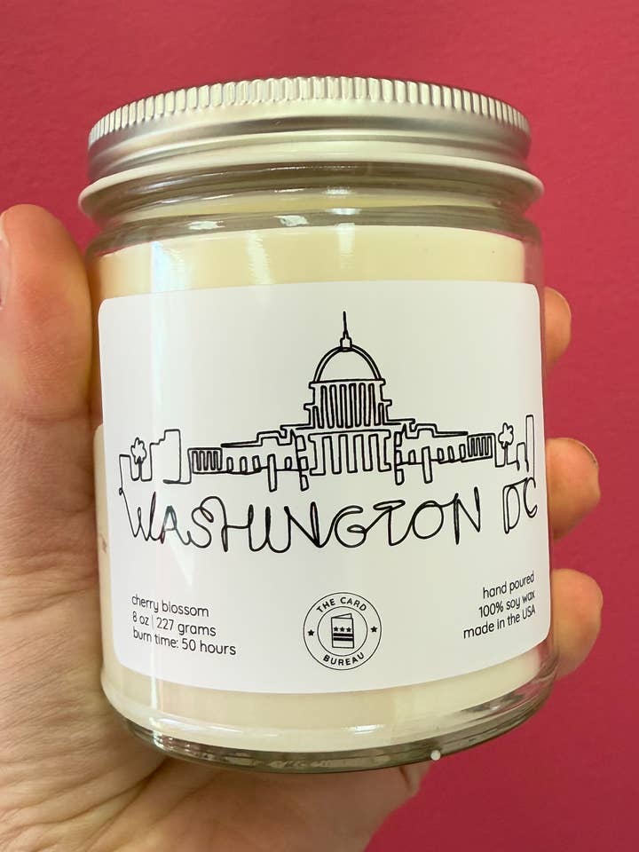 Washington DC 8 oz Cherry Blossom Soy Candle for wholesale by The Card Bureau