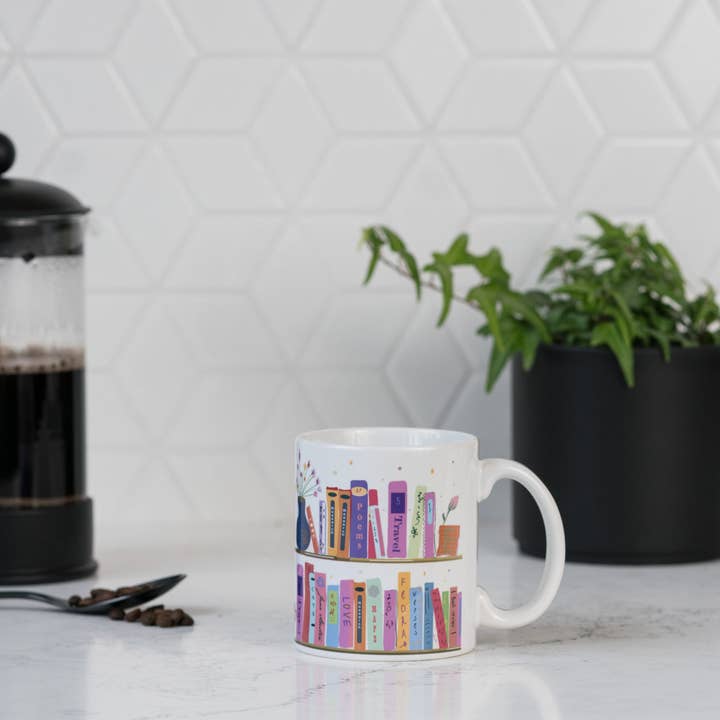 Fly Paper Products - Wholesale Coffee Mug - My Colorful Bookshelf Coffee or Tea Mug