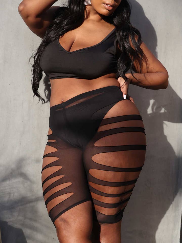 Laser Cut Power Mesh Shorts for wholesale by K Too