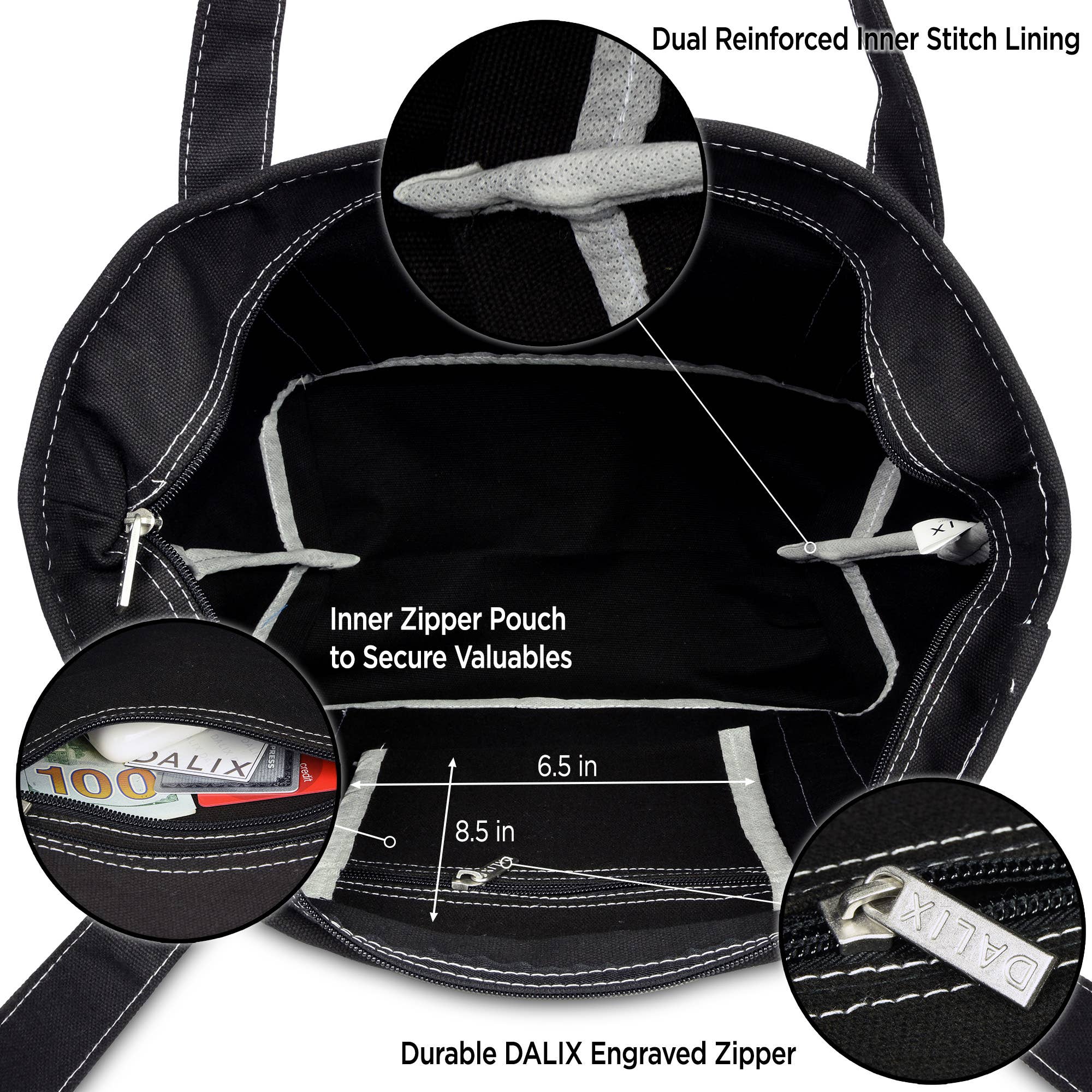 Dalix – wholesale Tote bag – Women's – DALIX 20" Solid Color Cotton Canvas Shopping Tote Bag9