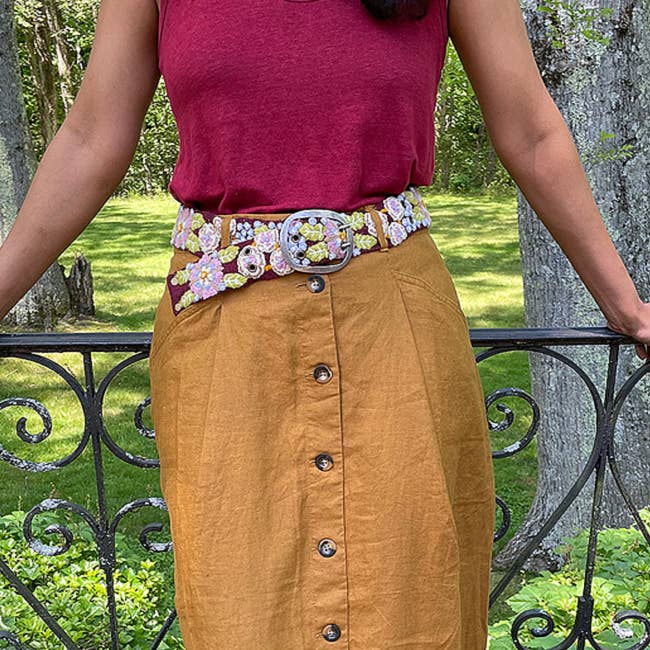 Jenny Krauss - Wholesale Belt - Women's - Morning Glory Floral Embroidered Wool Belt1
