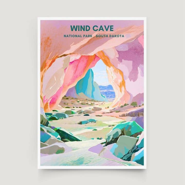 Impression du parc national de Wind Cave | Affiche du Dakota du Sud pour la vente par Across Our Land