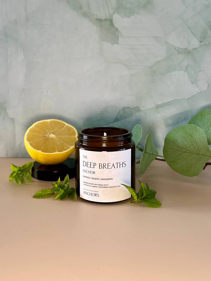 Deep Breaths Aromatherapy Jar Candle for wholesale by Take Five Aromatherapy Anchors