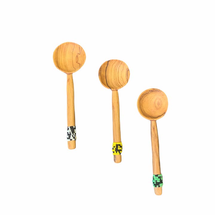 Harkiss Designs - Wholesale Kitchen Spoon - Coffee Beaded Wooden Scoop/Spoon - 6-7" 1