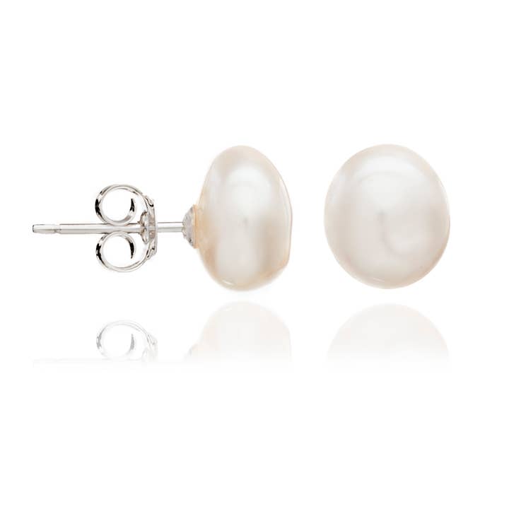 7-8mm irregular cultured freshwater pearl studs - white for wholesale by Pearls of the Orient