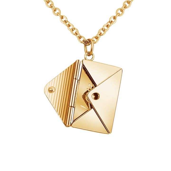 Perimade & Co. LLC - Wholesale Locket Necklace - Custom Envelope Photo Locket Necklace in 925 Sterling Silver