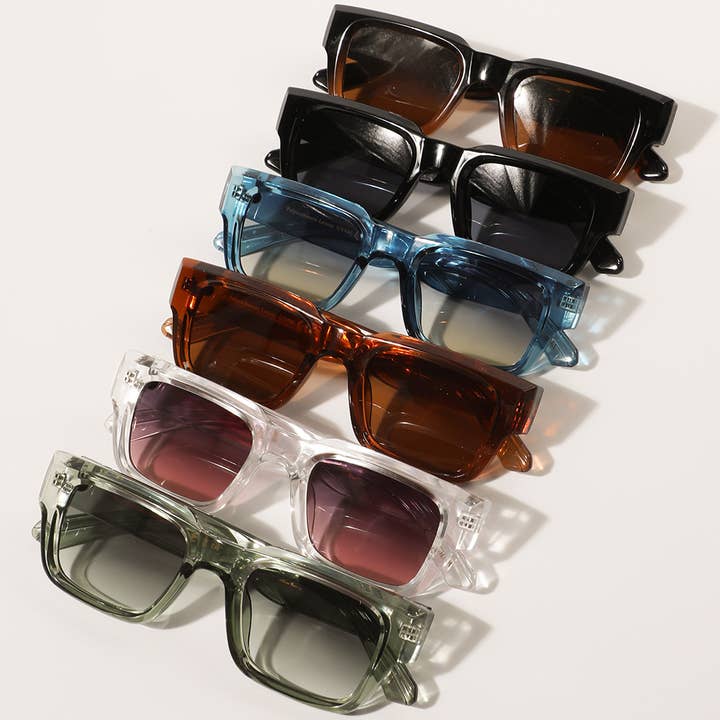 12 ASSORTEREDE FARVER Bred rektangulær form mode solbriller for engroshandel på Faire3