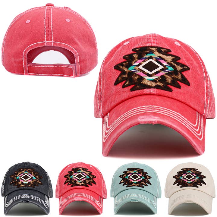 KBETHOS - Wholesale Baseball Cap - Women's - Leopard Mosaic Vintage Ballcap