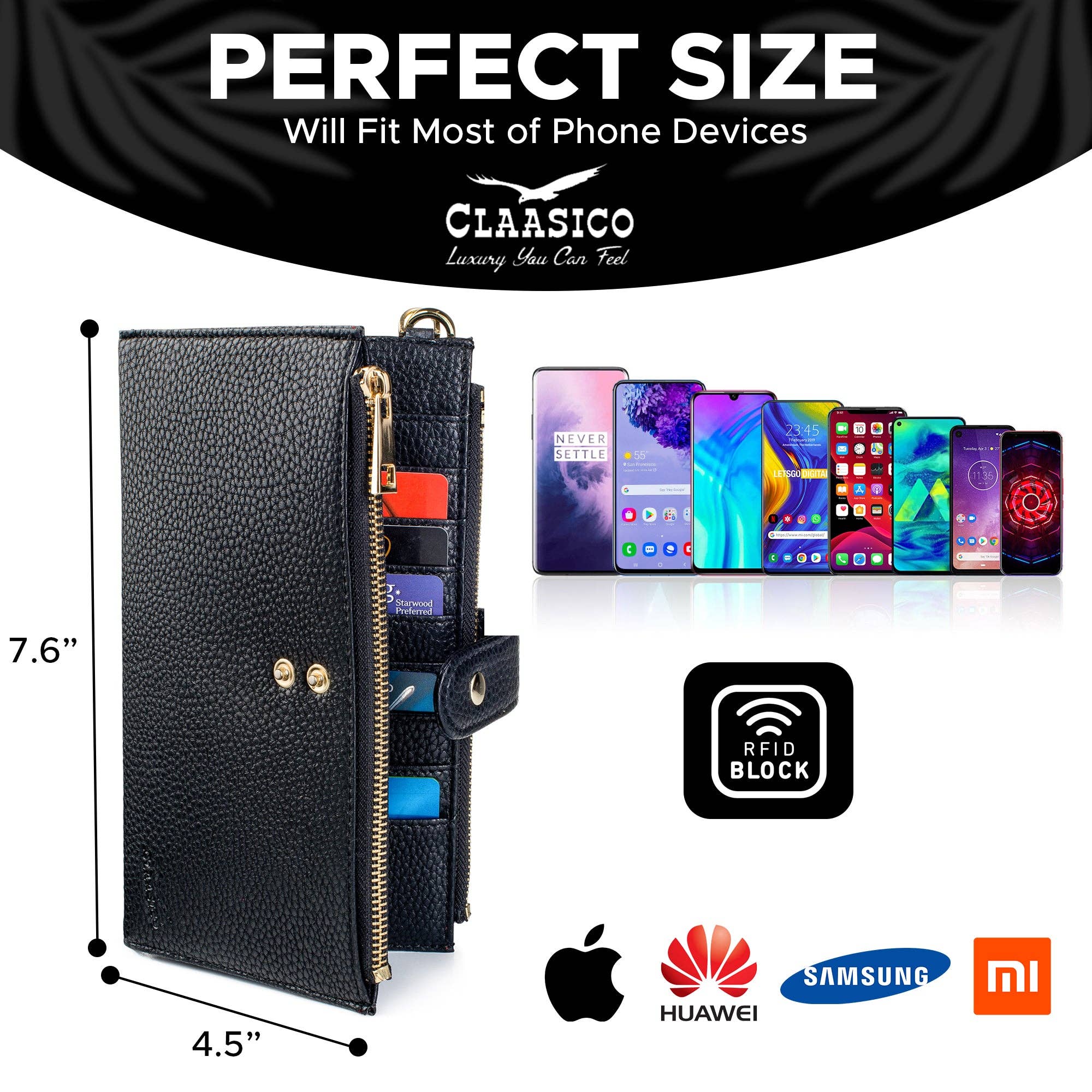 Claasico - Wholesale Phone Wallet - Women's - Women’s RFID wristlet wallet phone holder7