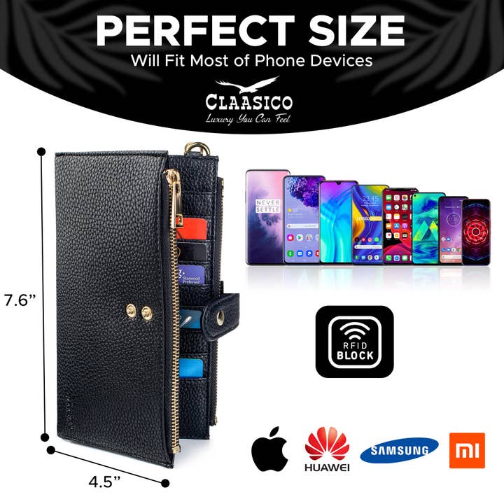 Claasico - Wholesale Phone Wallet - Women's - Women’s RFID wristlet wallet phone holder7