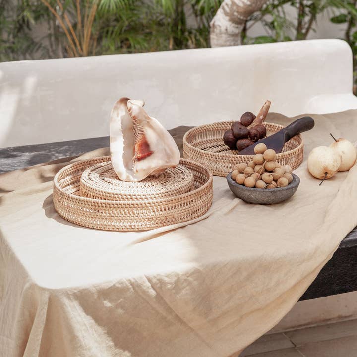 Village Thrive - Wholesale Decorative Tray - Round Woven Tray