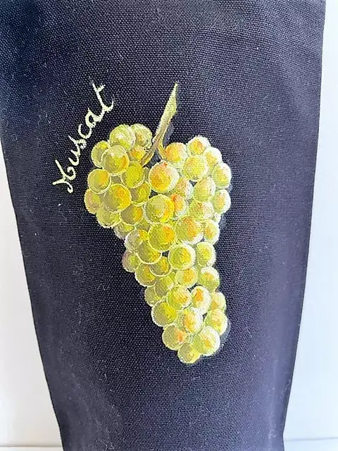 Elles et No. - Wholesale Wine Tote - Hand painted organic cotton bottle bag3