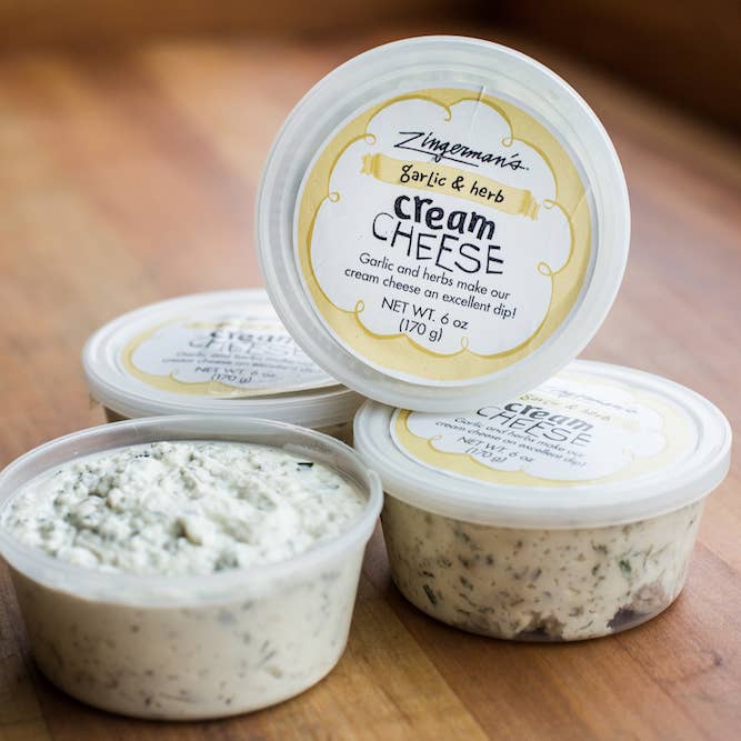 Fromage à la crème à l'ail et aux herbes 6 oz. pour la vente par Sanilac Creamery