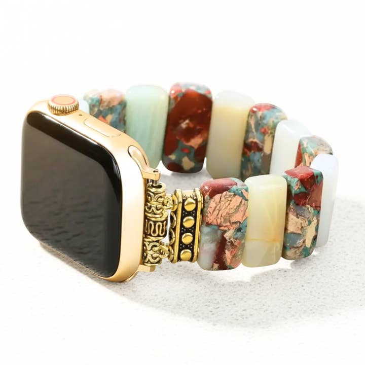 Earth Amazonite Stretch Apple Watch Strap for wholesale by Cape Diablo