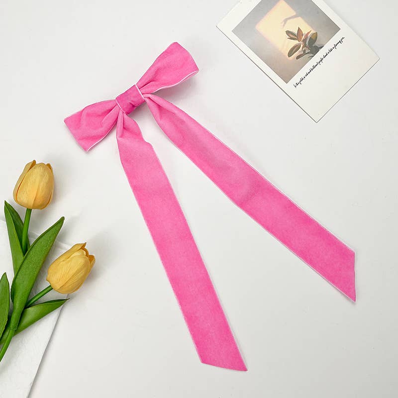 MKS America - Wholesale Hair Clip - Women's - Phasa Velvet Long Ribbon bow hair clips 7 colors6