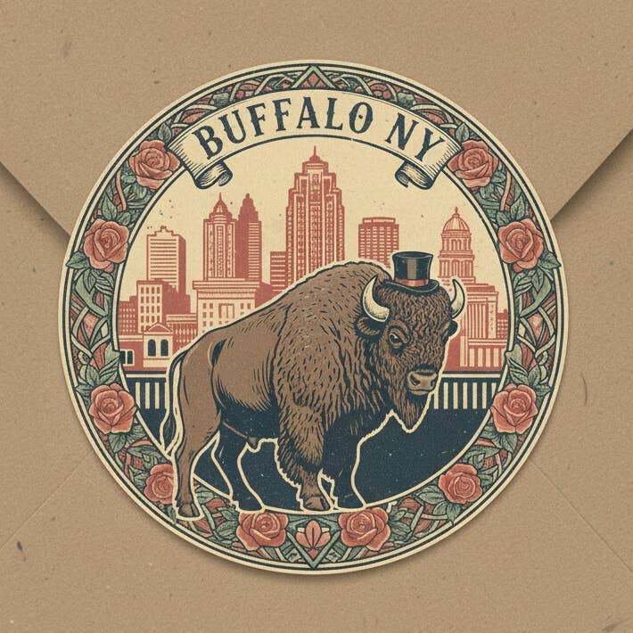 Autocolante Vintage Buffalo 3" por atacado de Christmas All Over