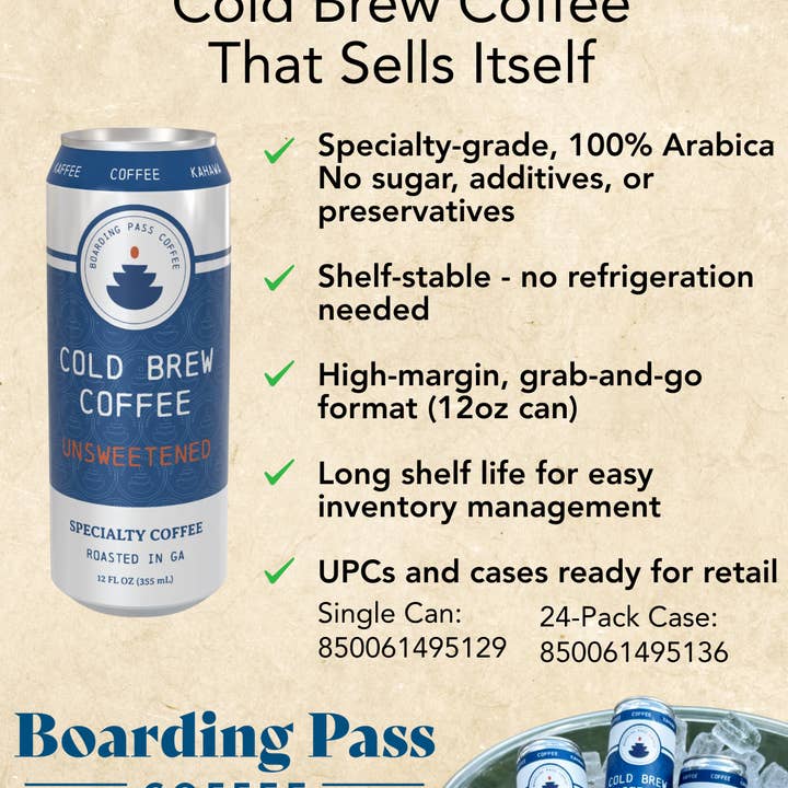 Boarding Pass Coffee - Wholesale Iced Coffee/Cold Brew - 24-Pack Canned Cold Brew Coffee - Medium-Dark Roast3