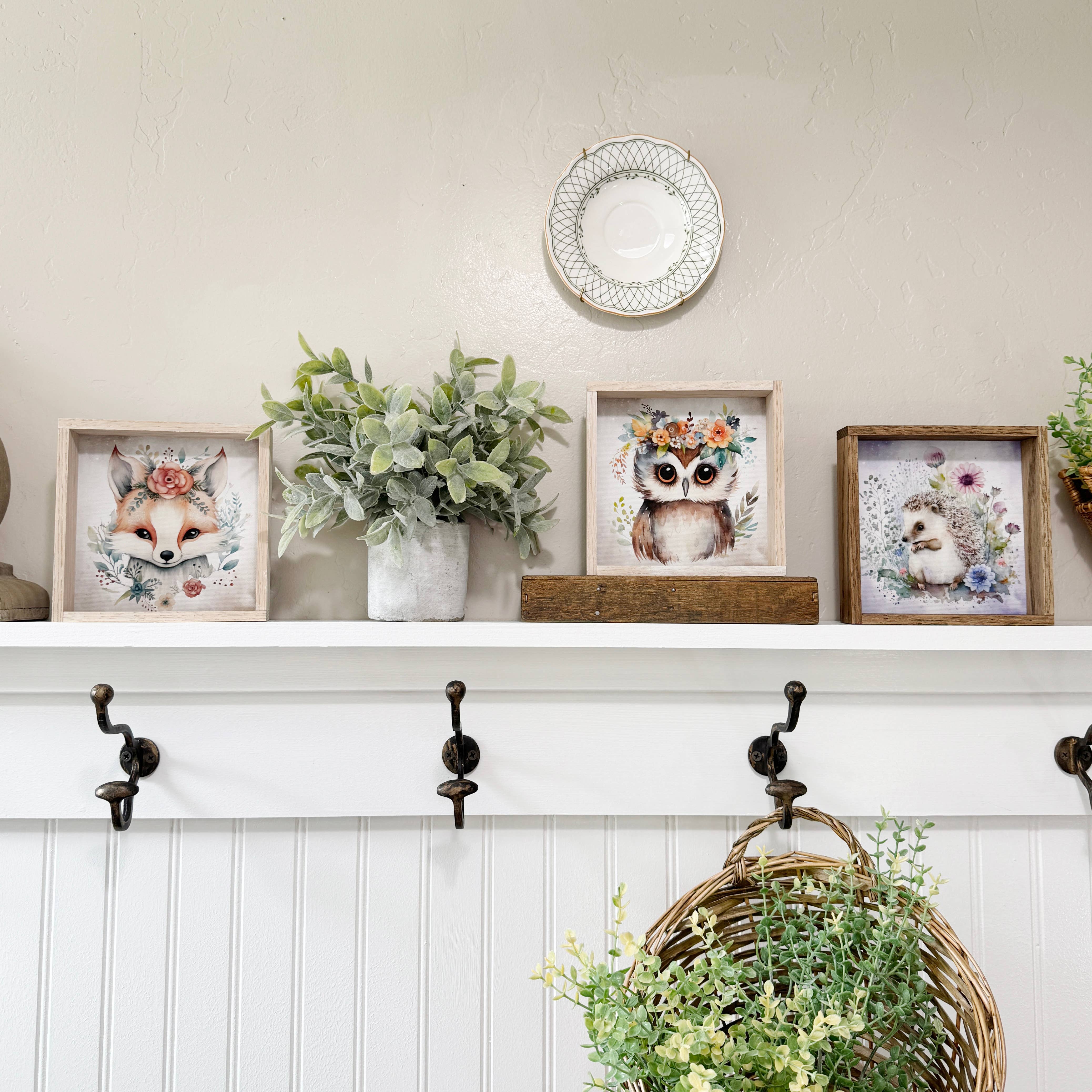 Hangout Home – Impressão artística por atacado – Boho Cute Owl Wall Art - Arte em Tela de Berçário - Moldura em Madeira5