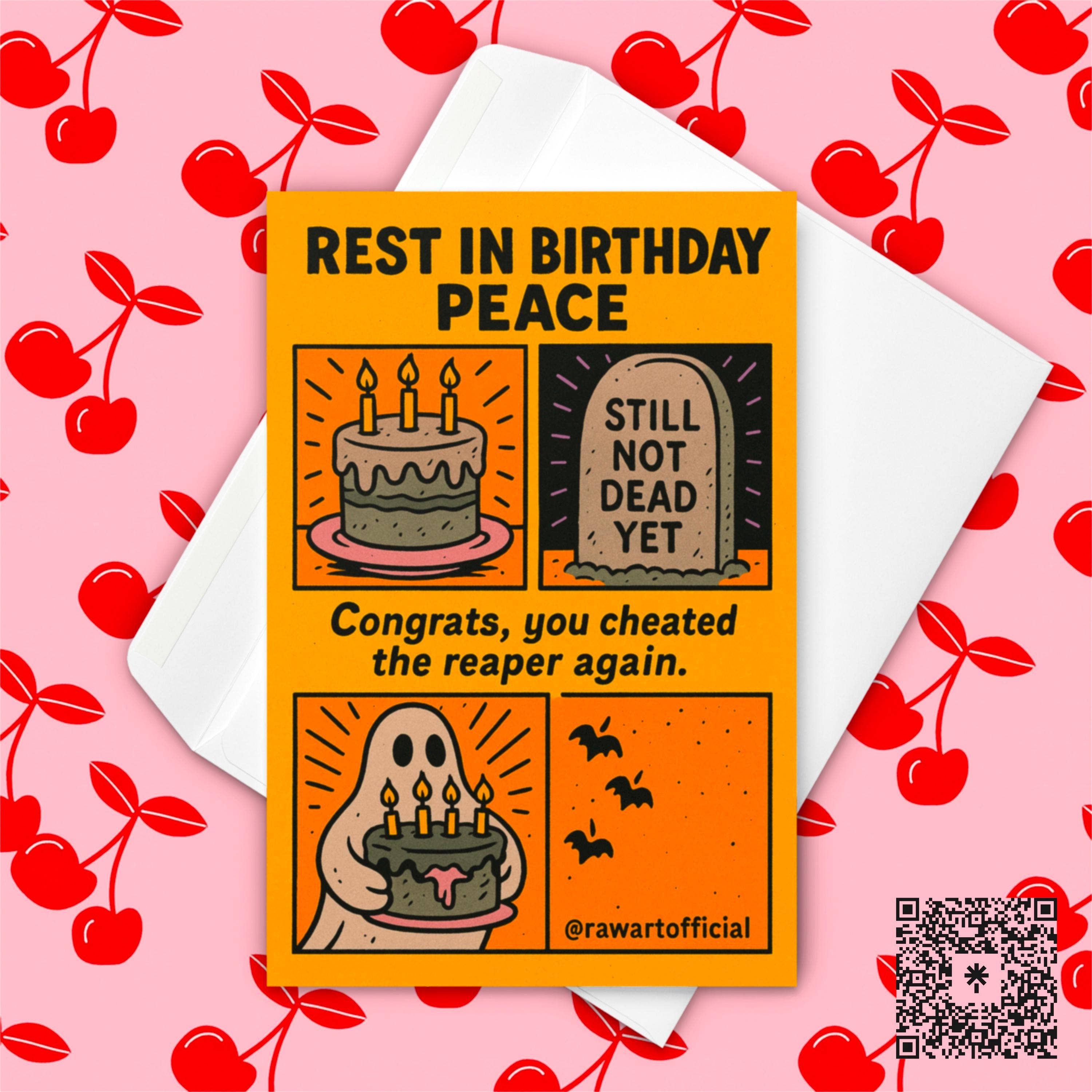 Hot Mess Paper Co. - Wholesale Verjaardagskaartje - Grappige Geest Halloween Verjaardagskaart: Spookachtig Grafsteenontwerp0