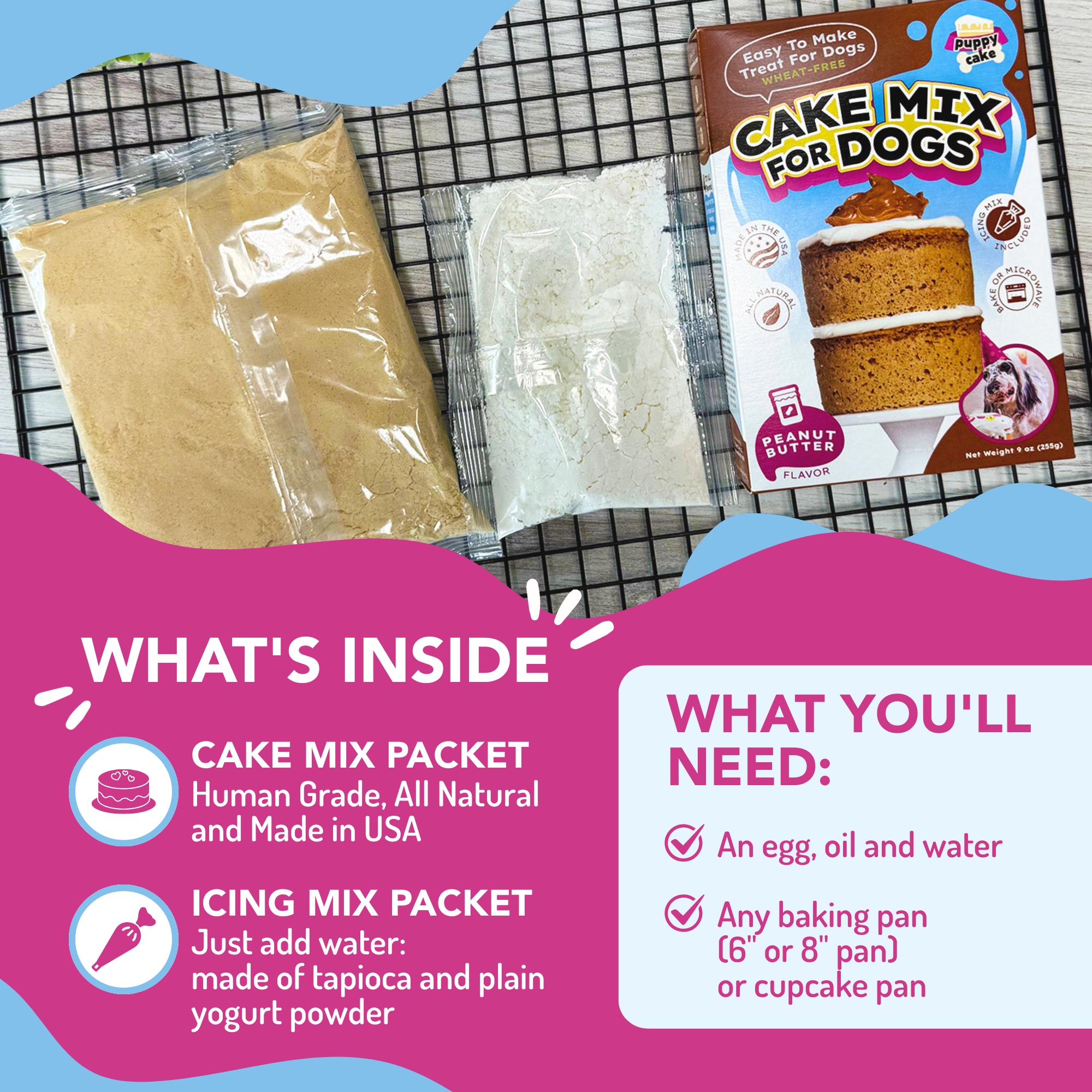 Puppy Cake LLC - Vente Friandises – chien - Puppy Cake - Mélanges à gâteaux d'anniversaire pour chiens avec glaçage16