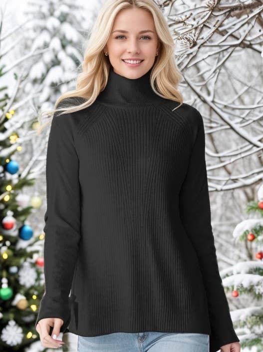 HEIMISH - Vendita all'ingrosso Top in maglia - Donna - LP137 COLLO ALTO MANICA LUNGA CON DETTAGLIO FIOCCO0