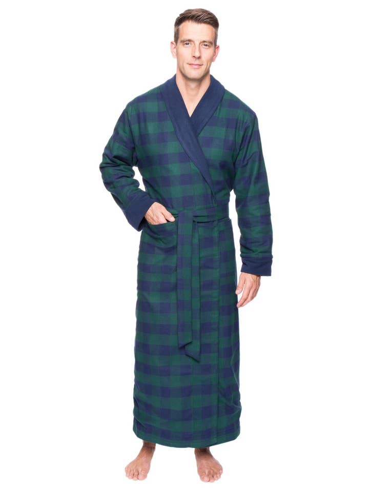 Noble Mount - Wholesale Robe – Men's - Men's Premium 100% Cotton Flannel Fleece Lined Robe7