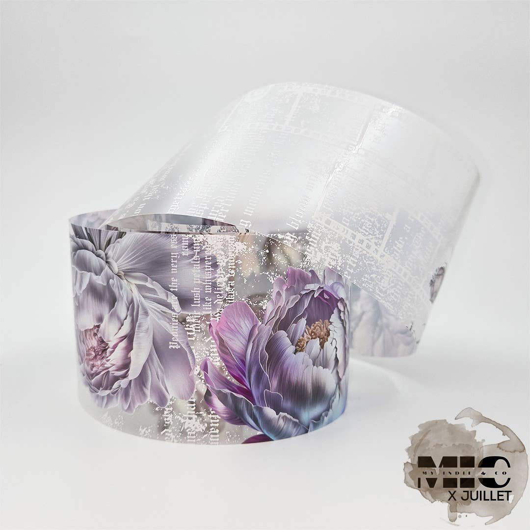MIC & MIM Premium Paper Shop - Wholesale Tape - MIC | PET Tape (Glossy & Embossed): Silver Veil Peonies