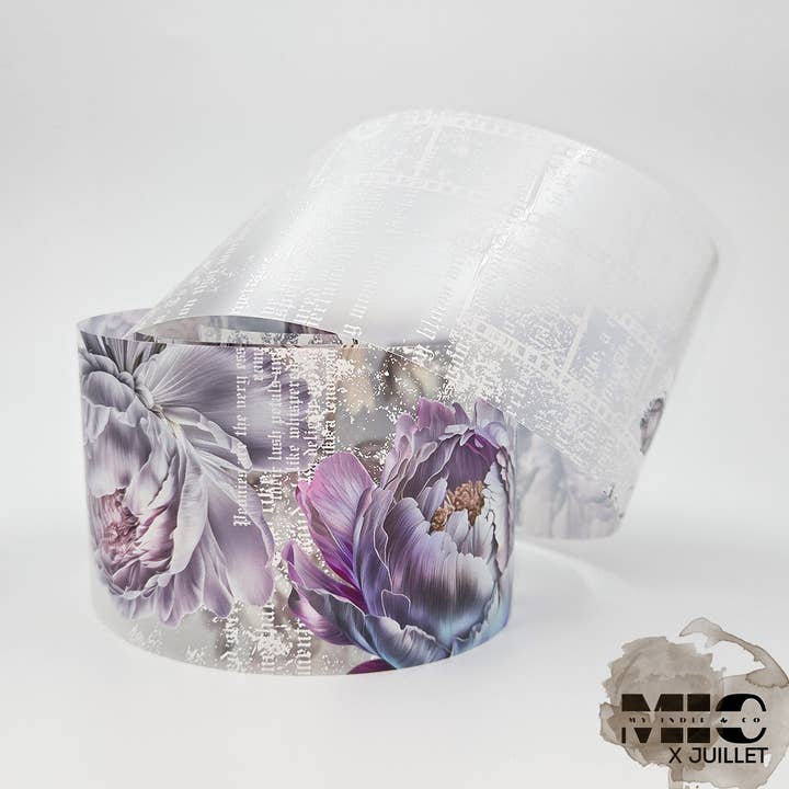 MIC | PET Tape (Glossy & Embossed): Silver Veil Peonies for wholesale by MIC & MIM Premium Paper Shop