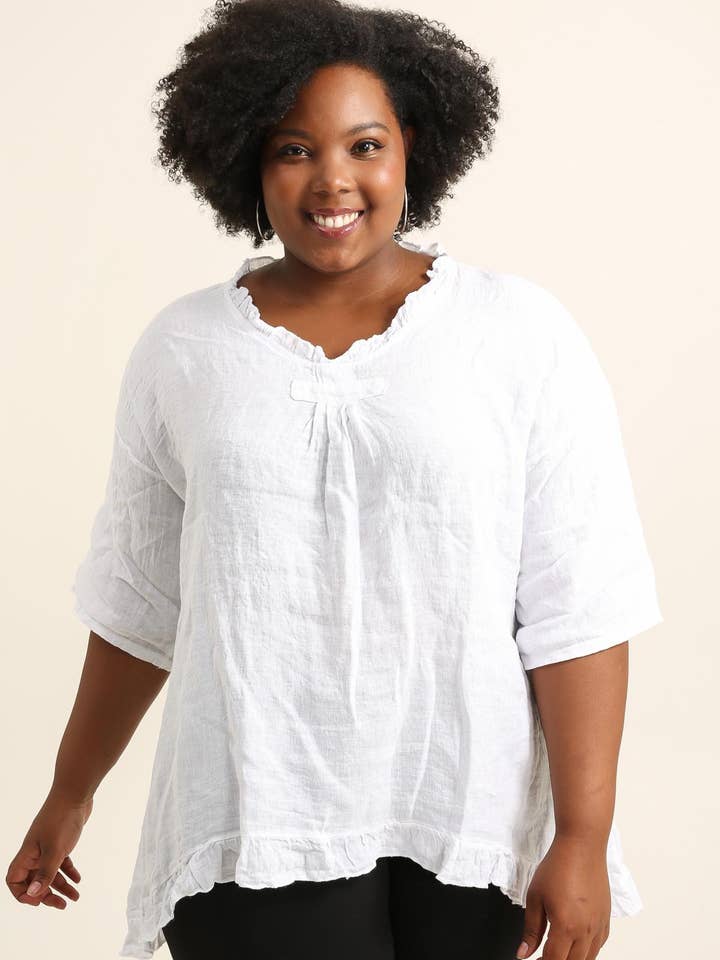 Lea & Luc - Grandes Tailles - Wholesale Tunic - Women's - Plus size linen tunic SKU 23661