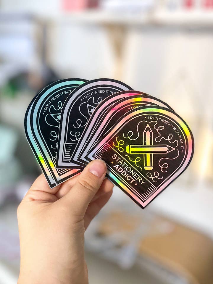 Stationery Addict Holographic Sticker for wholesale by Light & Early