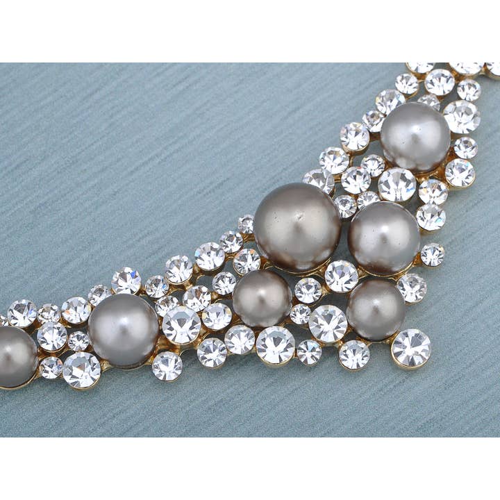 AK Brand - Wholesale Jewelry Set - Swarovski Crystal Antique Bridal Grey Pearl Necklace Set