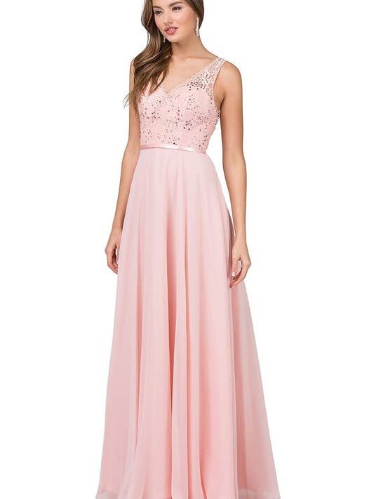 Dancing Queen Dress - Wholesale Gown - Women's - Lace Bodice Chiffon A-Line Evening Gow