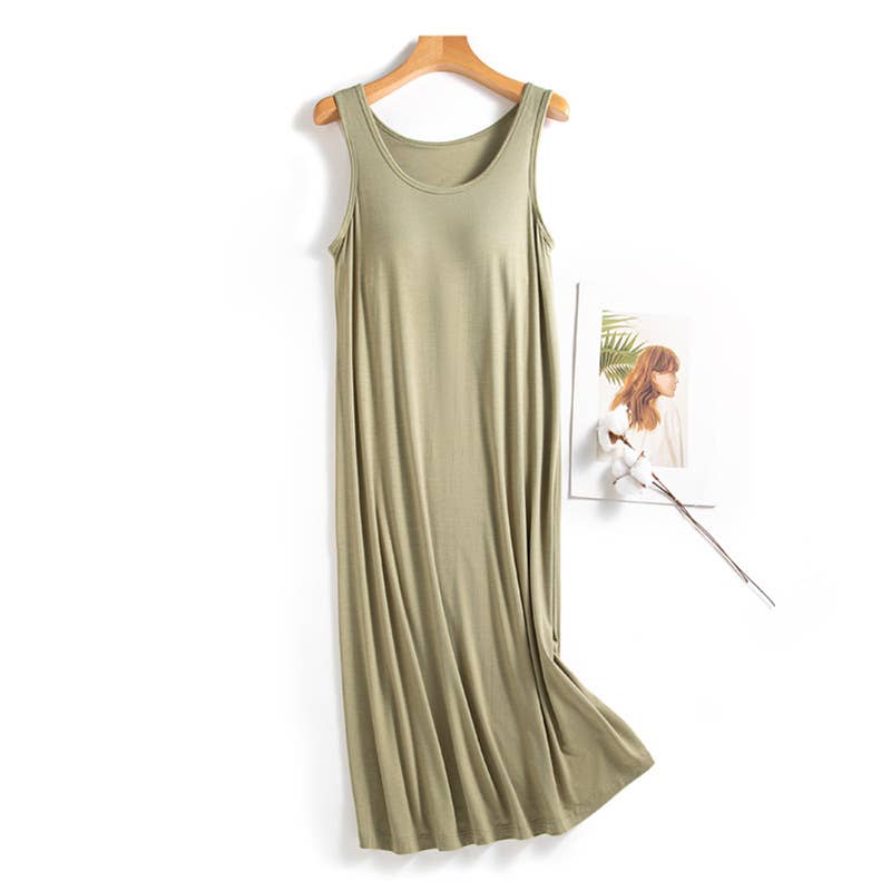 HIDDENBRAND - Wholesale Dress - Women's - Daily built-in bra tank dress lounge sleeveless dress4