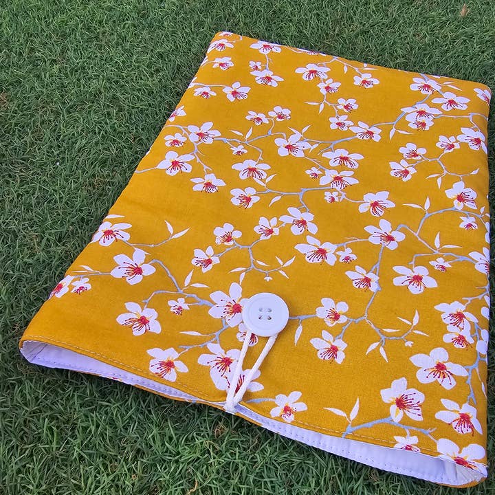 Almond blossom mustard padded book cover for wholesale by laubelgo