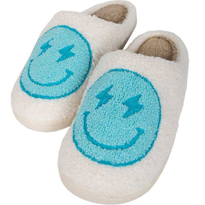 Katydid - Wholesale Slippers - Women's - Turquoise and White Lightning Happy Slippers
