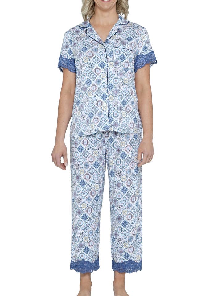 Set Pigiama Fresco in Bambù Piastrella Capri per la vendita all'ingrosso da parte di Magnolia Lounge