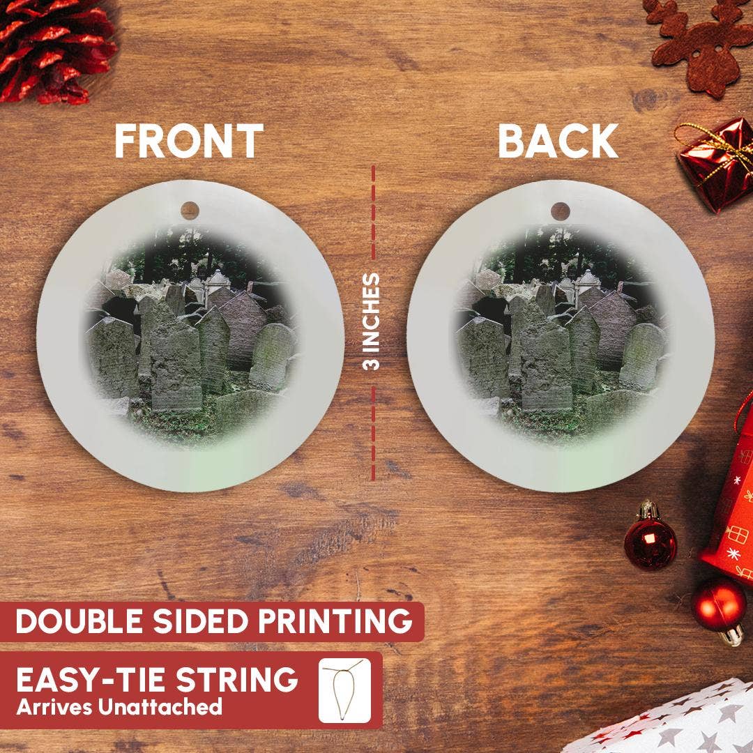 3dRose - Wholesale Ornament - 3dRose, Gray headstones in cemetery in Prague - grey graveyard grave stones - creepy spooky gothic halloween, Ornament2