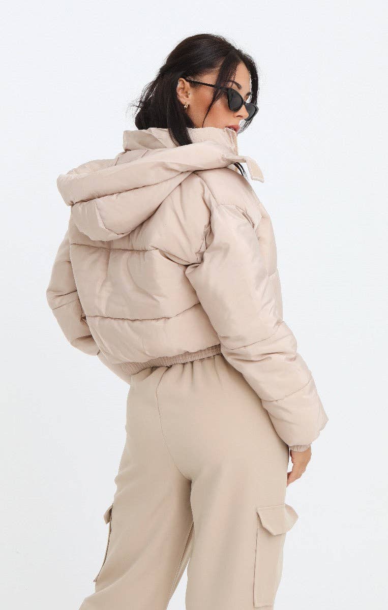 Femme Luxe – wholesale Puffer jacket – Women’s – Stone Cropped Padded Long Sleeve Zip Front Shower Proof Jack6